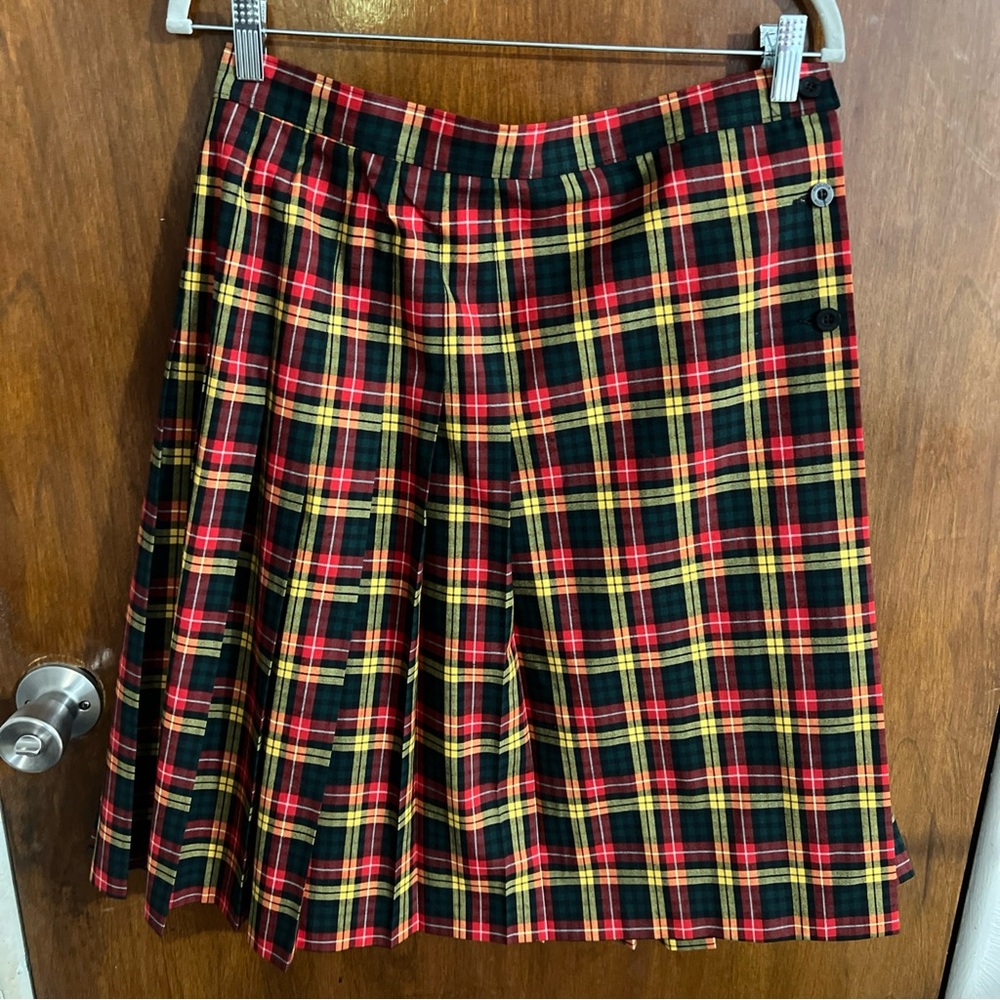 Vintage Rare Pendleton 100% Wool Pleated Skirt Side Button Closure  Sz 14